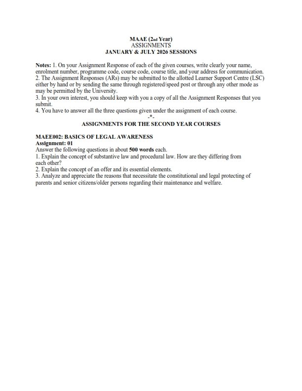 IGNOU MAE-002 Solved Assignment 2026 English Medium