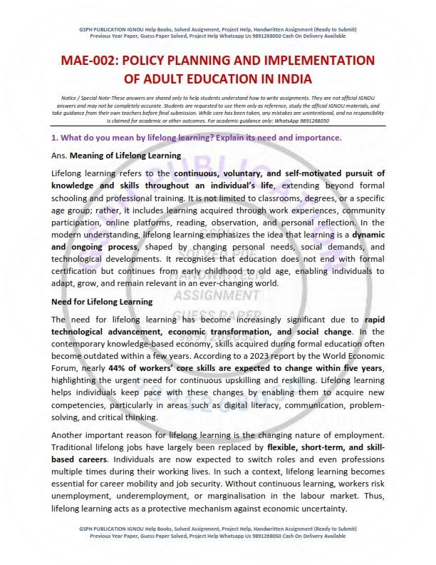 IGNOU MAE-002 Solved Assignment 2026 English Medium