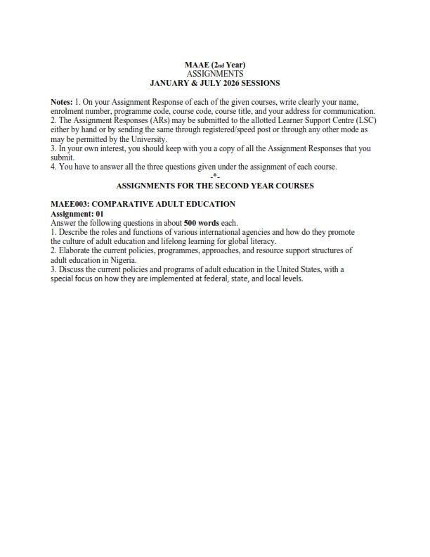 IGNOU MAE-003 Solved Assignment 2026 English Medium