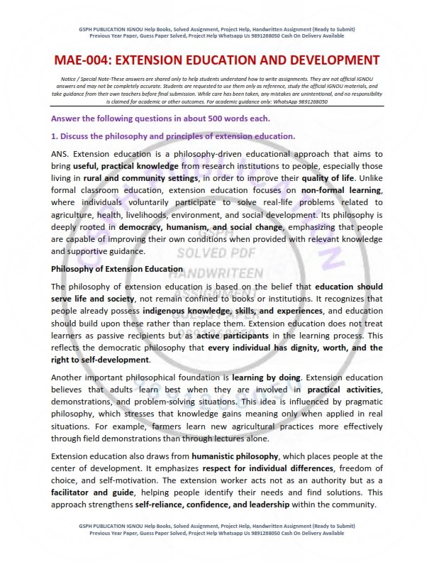 IGNOU MAE-004 Solved Assignment 2026 English Medium - Image 2