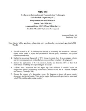 IGNOU MDC-005 Solved Assignment 2026 English Medium