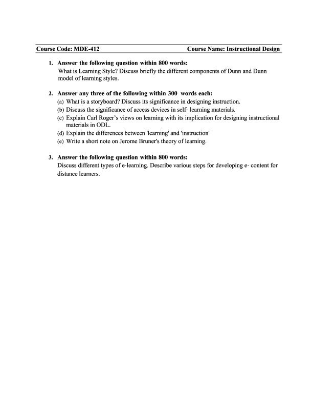 IGNOU MDE-412 Solved Assignment 2026 English Medium