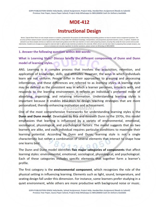 IGNOU MDE-412 Solved Assignment 2026 English Medium - Image 2