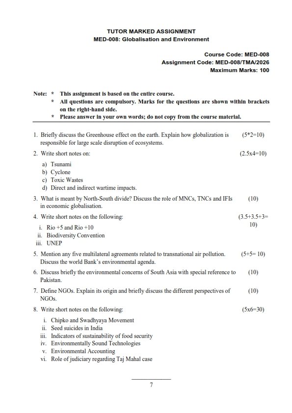 IGNOU MED-08 Solved Assignment 2025-26 English Medium