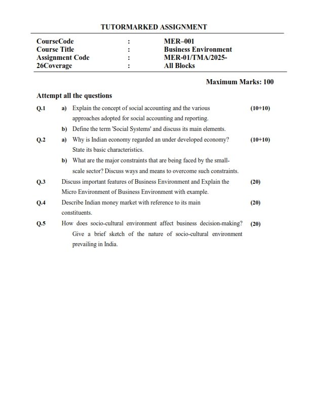 IGNOU MER-001 Solved Assignment 2025-26 English Medium