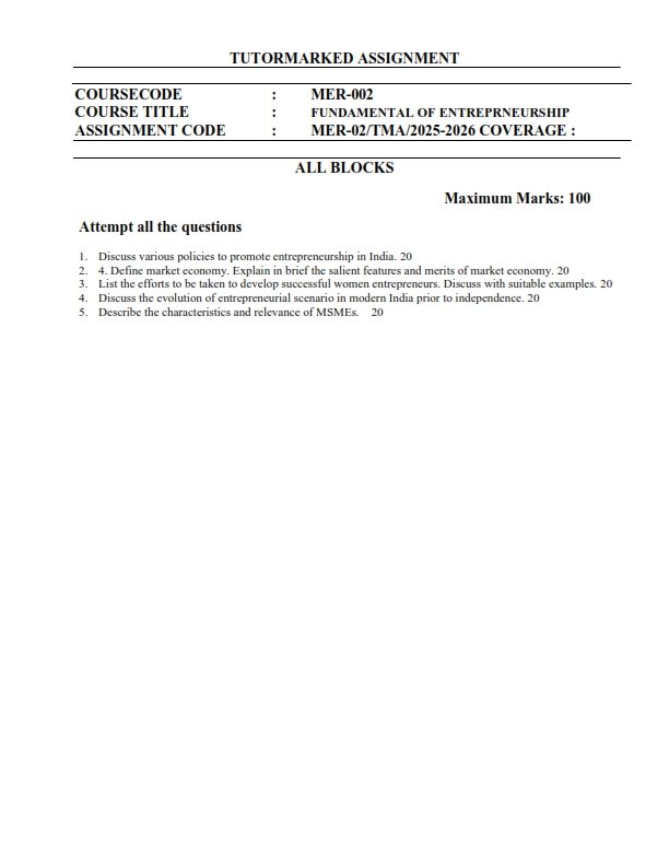 IGNOU MER-002 Solved Assignment 2025-26 English Medium