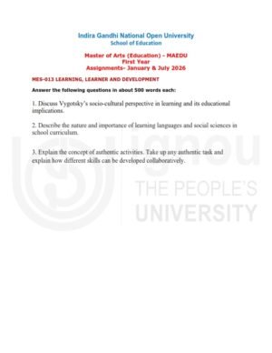 IGNOU MES-013 Solved Assignment 2026 English Medium