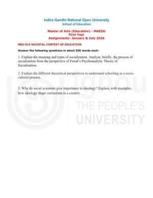 IGNOU MES-014 Solved Assignment 2026 English Medium