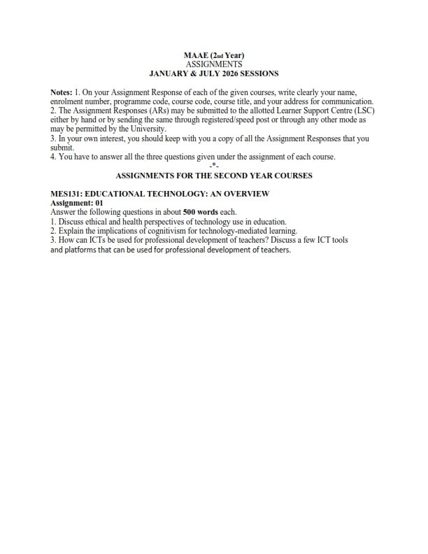 IGNOU MES-131 Solved Assignment 2026 English Medium