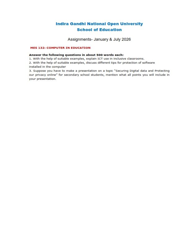 IGNOU MES-132 Solved Assignment 2026 English Medium