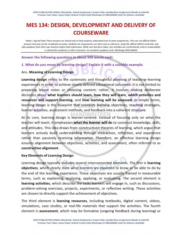 IGNOU MES-134 Solved Assignment 2026 English Medium - Image 2