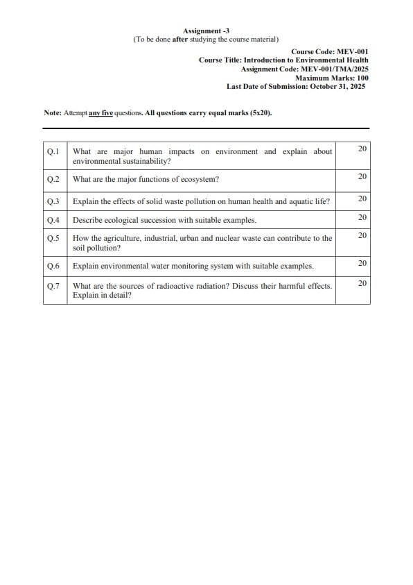 IGNOU MEV-001 Solved Assignment July-2025 English Medium