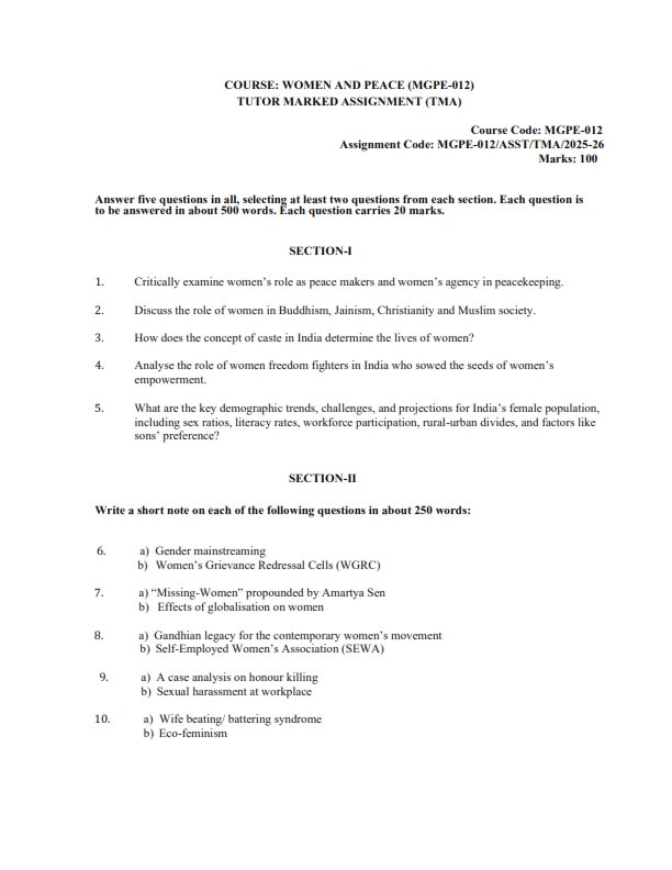 IGNOU MGPE-012 Solved Assignment 2025-26 English Medium