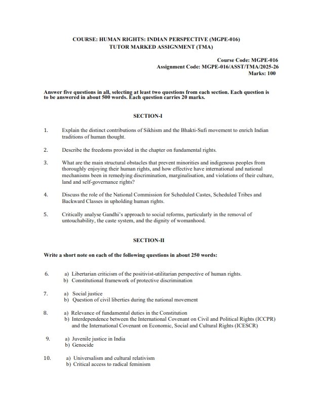 IGNOU MGPE-016 Solved Assignment 2025-26 English Medium