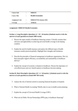 IGNOU MHH-015 Solved Assignment Jan-2026 English Medium