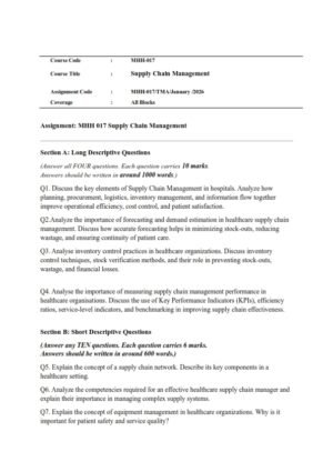 IGNOU MHH-017 Solved Assignment Jan-2026 English Medium