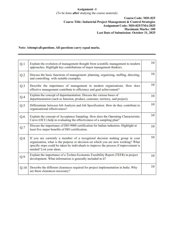 IGNOU MIS-025 Solved Assignment July-2025 English Medium