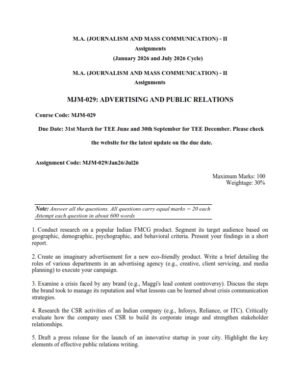 IGNOU MJM-029 Solved Assignment 2026 English Medium
