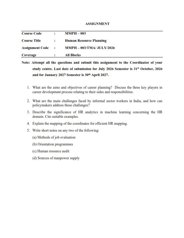 IGNOU MMPH-03 Solved Assignment 2026-27 English Medium