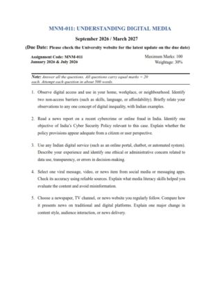 IGNOU MNM-011 Solved Assignment 2026 English Medium