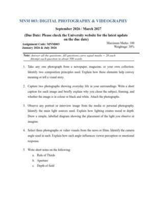 IGNOU MNM-03 Solved Assignment 2026 English Medium