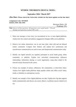 IGNOU MNM-030 Solved Assignment 2026 English Medium