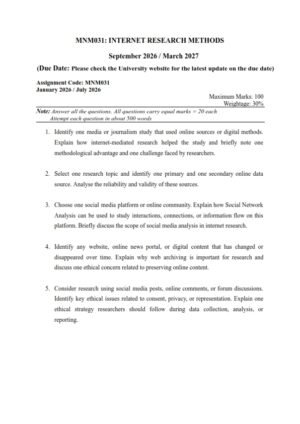IGNOU MNM-031 Solved Assignment 2026 English Medium