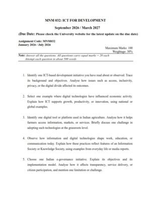 IGNOU MNM-032 Solved Assignment 2026 English Medium