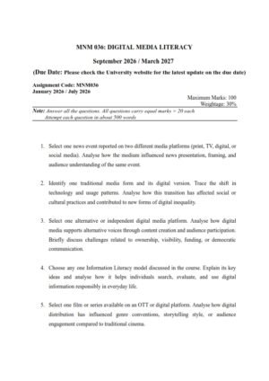 IGNOU MNM-036 Solved Assignment 2026 English Medium