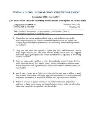 IGNOU MNM-013 Solved Assignment 2026 English Medium