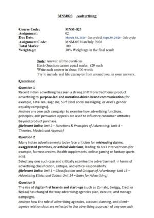 IGNOU MNM-023 Solved Assignment 2026 English Medium