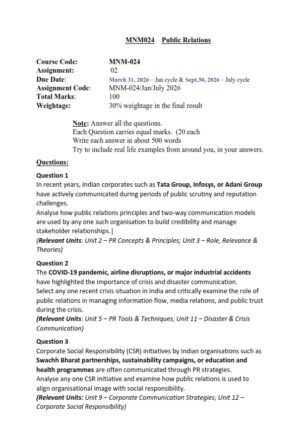 IGNOU MNM-024 Solved Assignment 2026 English Medium