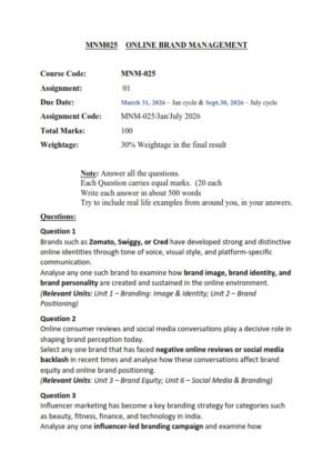 IGNOU MNM-025 Solved Assignment 2026 English Medium