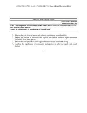 IGNOU MSD-013 Solved Assignment 2026 English Medium