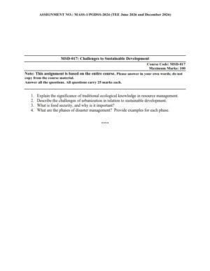 IGNOU MSD-017 Solved Assignment 2026 English Medium