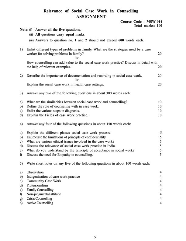 IGNOU MSW-14 Solved Assignment 2025-26 English Medium