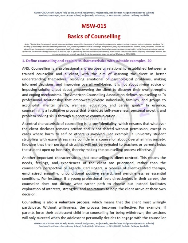 IGNOU MSW-15 Solved Assignment 2025-26 English Medium - Image 2