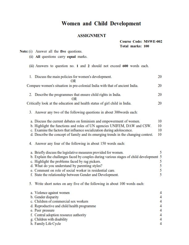 IGNOU MSWE-002 Solved Assignment 2025-26 English Medium