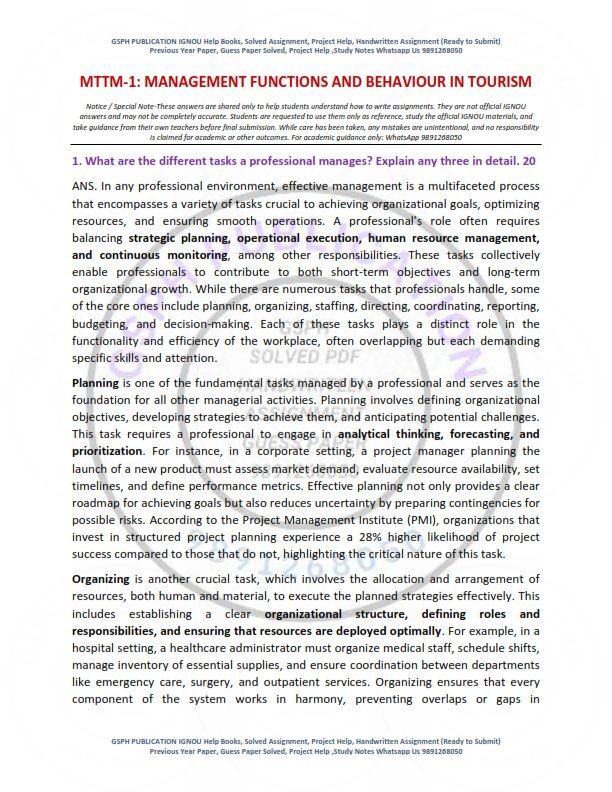 IGNOU MTTM-01 Solved Assignment 2026 English Medium