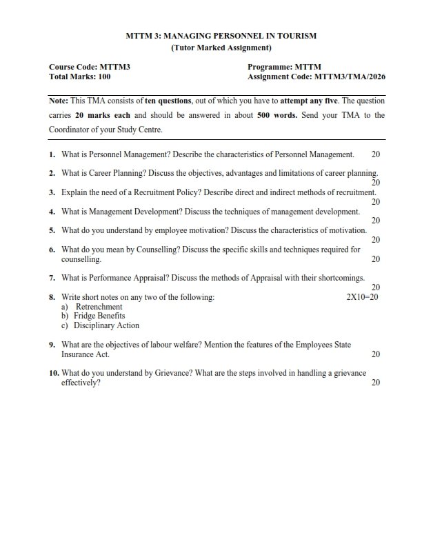 IGNOU MTTM-03 Solved Assignment 2026 English Medium