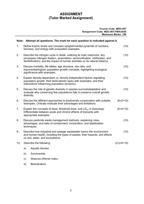 IGNOU MZO-007 Solved Assignment 2026 English Medium