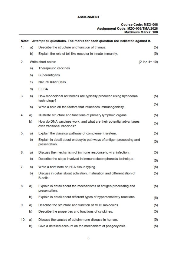 IGNOU MZO-008 Solved Assignment 2026 English Medium