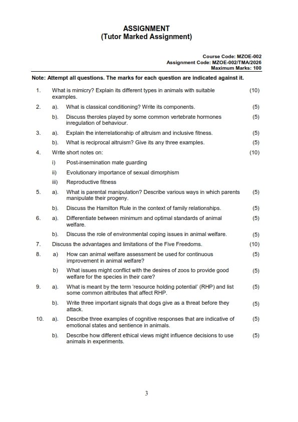 IGNOU MZOE-002 Solved Assignment 2026 English Medium