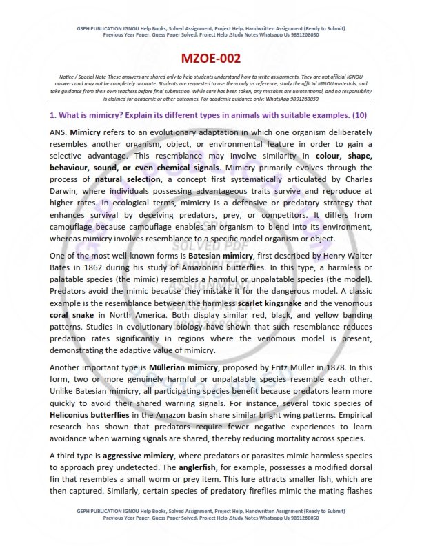 IGNOU MZOE-002 Solved Assignment 2026 English Medium - Image 2