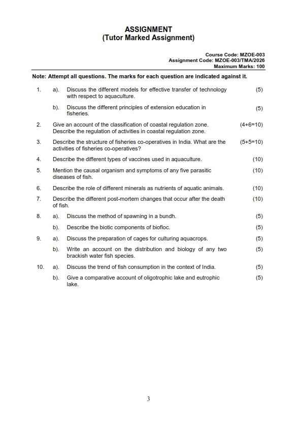 IGNOU MZOE-003 Solved Assignment 2026 English Medium