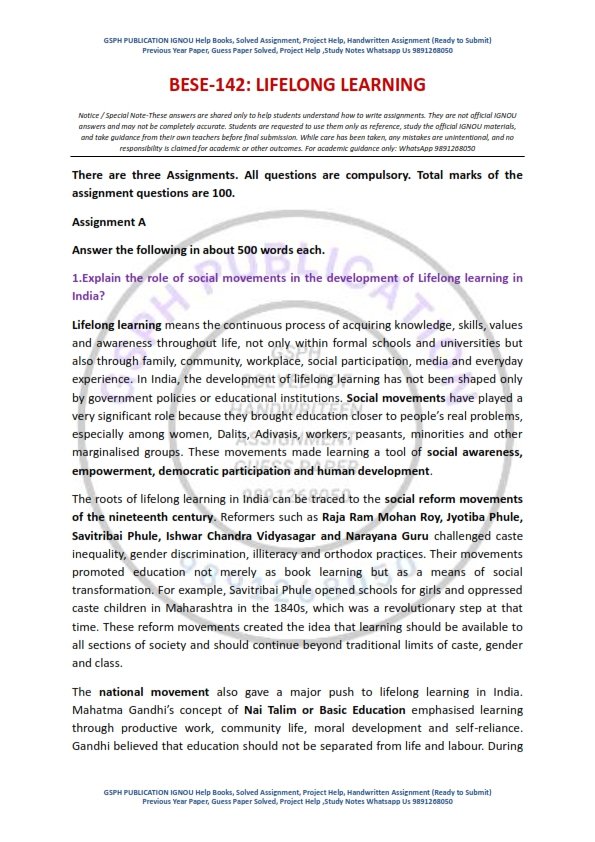 IGNOU BESE-142 Solved Assignment 2026 English Medium - Image 2
