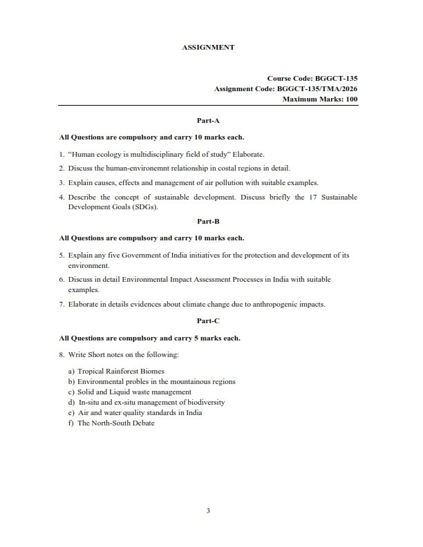 IGNOU BGGCT-135 Solved Assignment 2026 English Medium