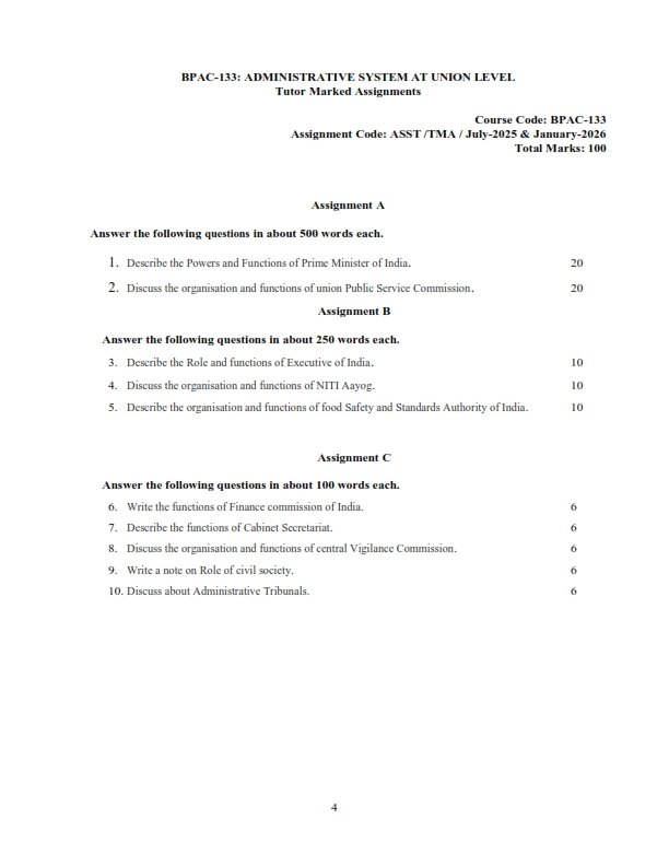 IGNOU BPAC-133 Solved Assignment 2025-26 English Medium