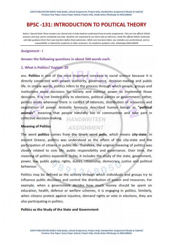 IGNOU BPSC-131 Solved Assignment 2025-26 English Medium - Image 2