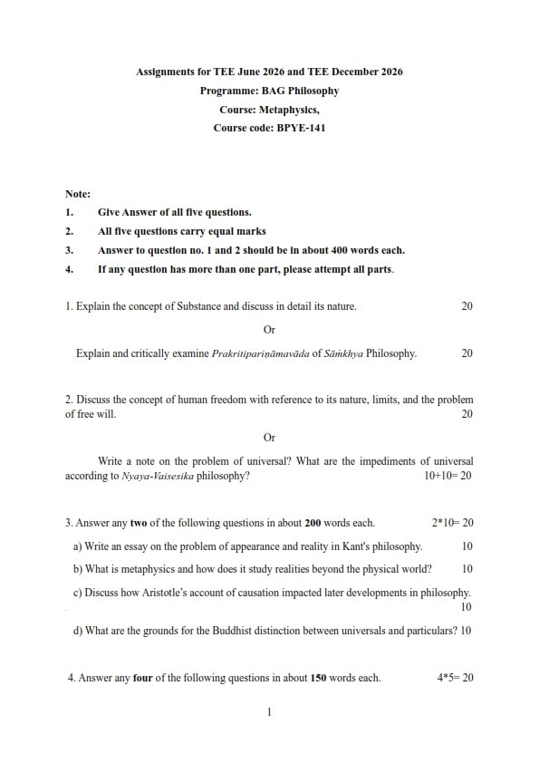 IGNOU BPYE-141 Solved Assignment 2026 English Medium